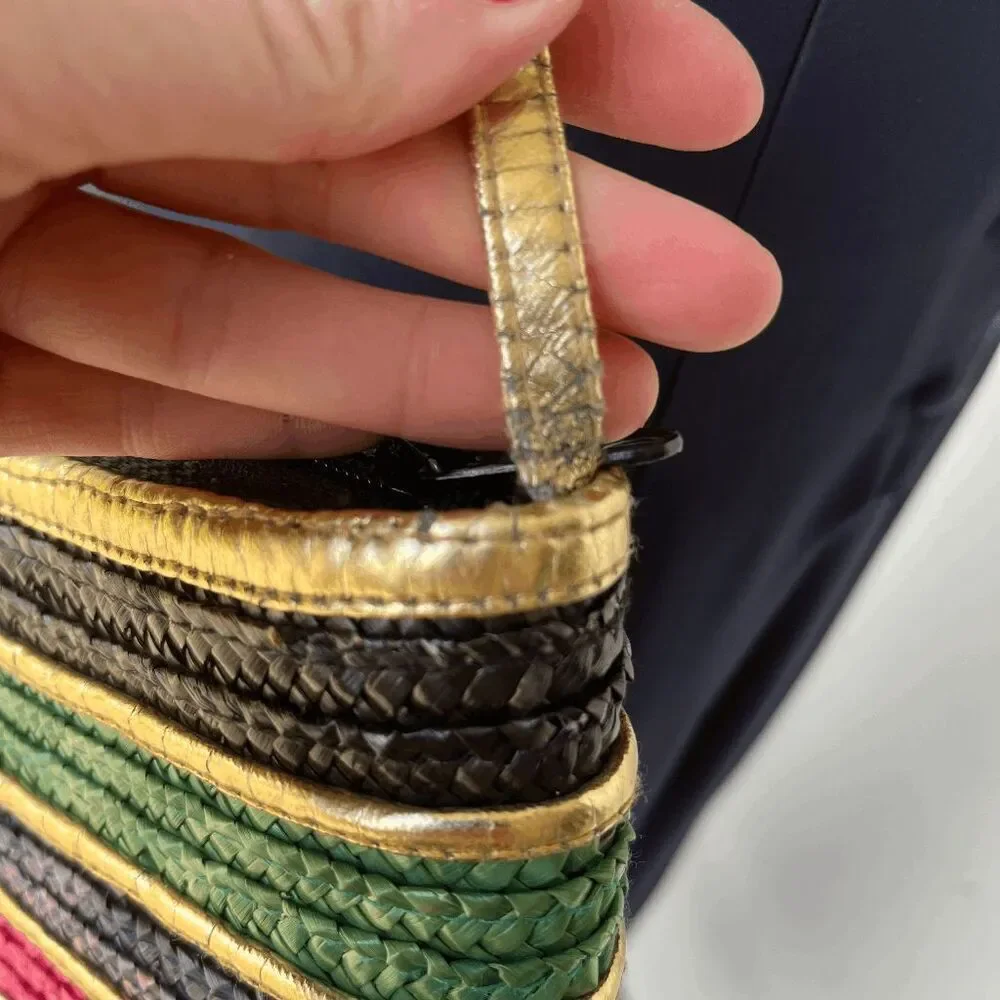 Colorful Striped Woven Crossbody Bag - Multicolor